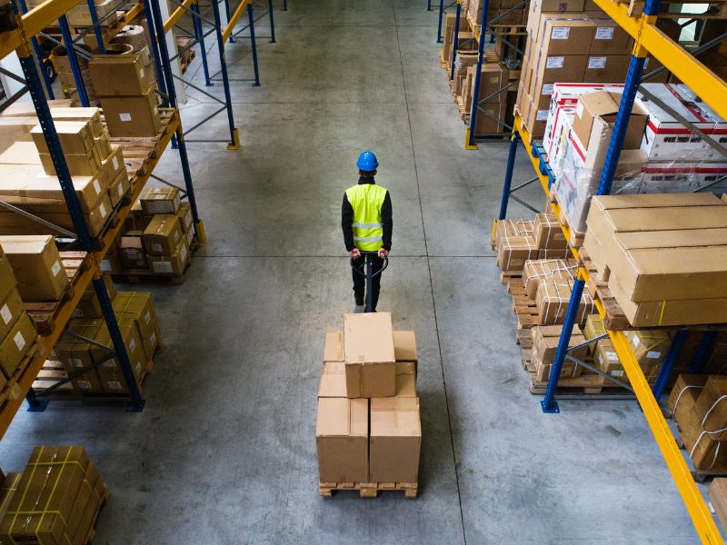 Warehouse employee working safely with workers’ compensation coverage in Florida